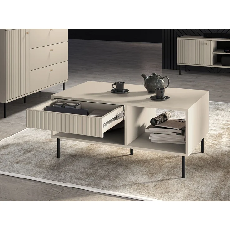 Selsey 'Caletto' Wohnzimmertisch rechteckig, beige, ca. 45 x 100 x 60 cm – Bild 3