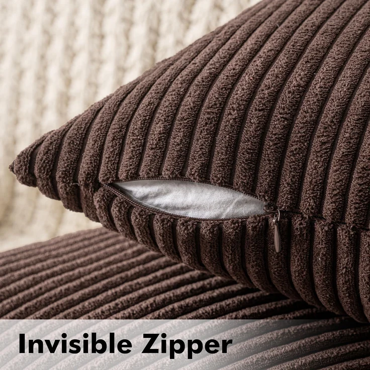 MIULEE 2er Set Kissenbezüge Cord Kissenbezug Kissenhülle Dekorative Zierkissen Sofakissen Couchkissen Dekokissen Zierkissenbezug Deko Kissenhülle für Sofa Wohnzimmer 50x50 cm Braun – Bild 3