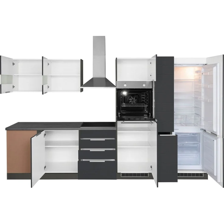 KOCHSTATION Winkelküche KS-Luhe, Stellbreite 240x330 cm, wahlweise mit oder ohne E-Geräten, MDF-Fronten – Bild 3