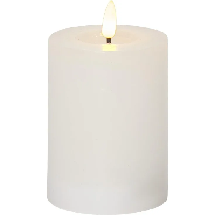 LED Stumpenkerze Flamme Flow, Wachs, Weiß, 12,5cm
