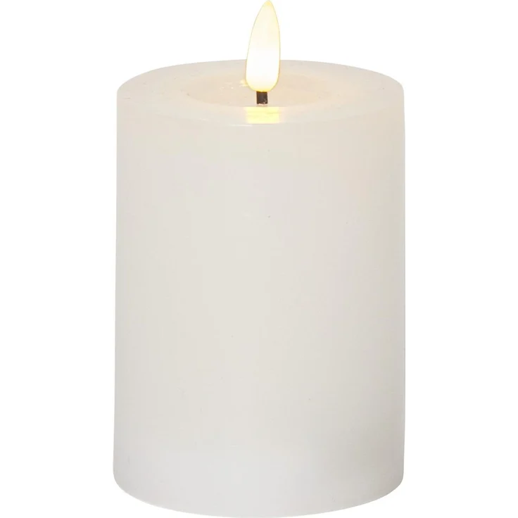 LED Stumpenkerze Flamme Flow, Wachs, Weiß, 12,5cm