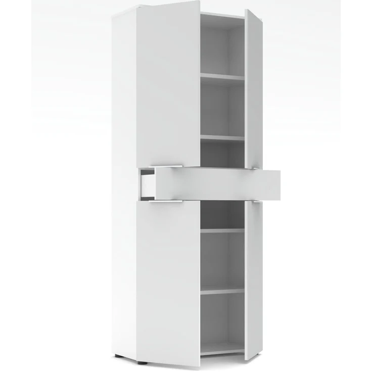 Büroschrank SANTORIN 80x198 cm Weiß & weißes Glas – Bild 2