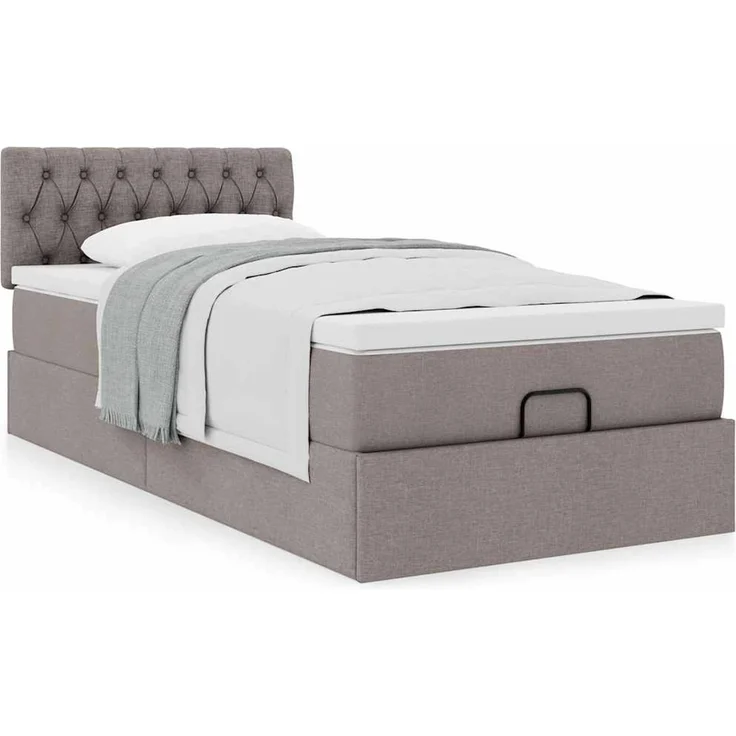 vidaXL Ottoman-Bett mit Matratze Taupe 100x200 cm Stoff 3311522 – Bild 12