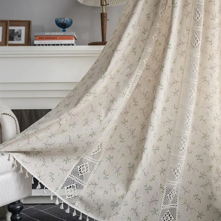 Minicloss Vorhang Boho-Vorhänge, Landhausstil Verdunkelungsvorhänge, Vintage Paneelvorhänge, geeignet für Küche und Wohnzimmer – Bild 2