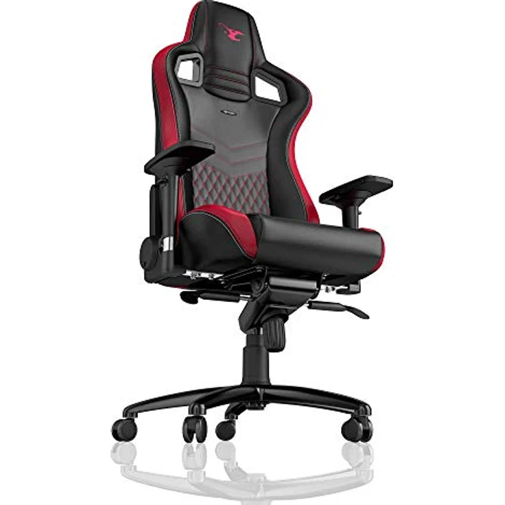 noblechairs EPIC Gaming Stuhl mousesports Edition, Komplettpolsterung aus veganem PU-Kunstleder, schwarz/rot, 60-mm-Rollen, 4D-Armlehnen – Bild 4