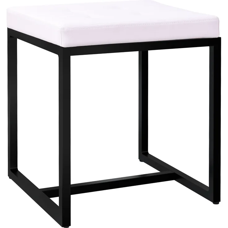 CLP Sitzhocker Barci mit Polsterung und schwarzem Eisengestell,weiß Kunstleder