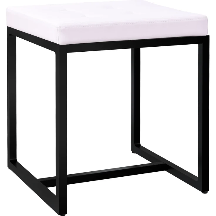 CLP Sitzhocker Barci mit Polsterung und schwarzem Eisengestell,weiß Kunstleder – Bild 1