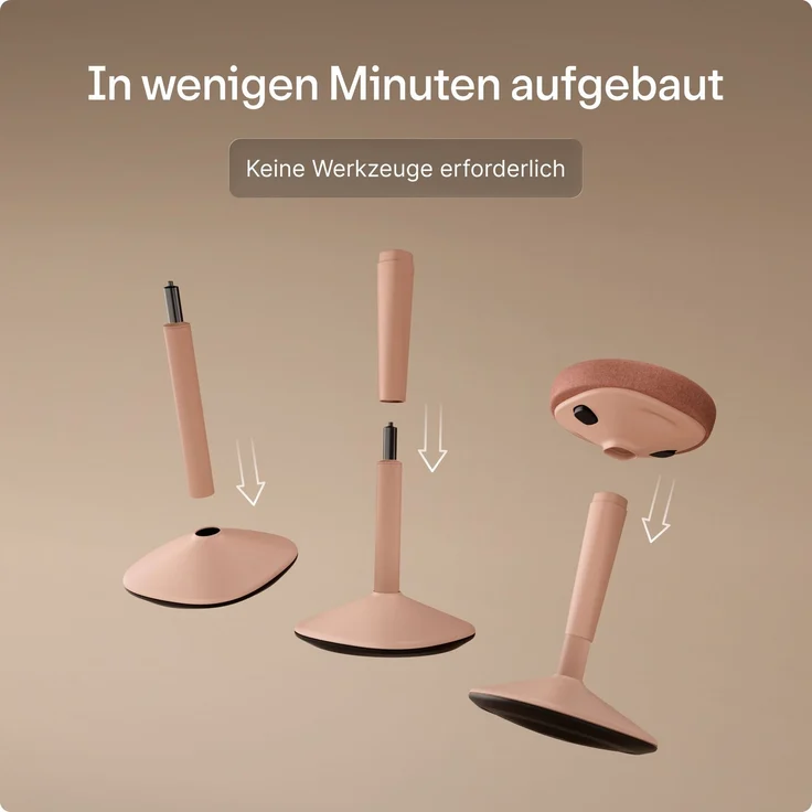Ergonomischer Balancehocker Desktronic – Höhenverstellbarer Stehhocker für Homeoffice & Stehschreibtisch, Aktivsitz-Hocker mit Wippfunktion, rutschfester Standfuß – Rosa – Bild 8
