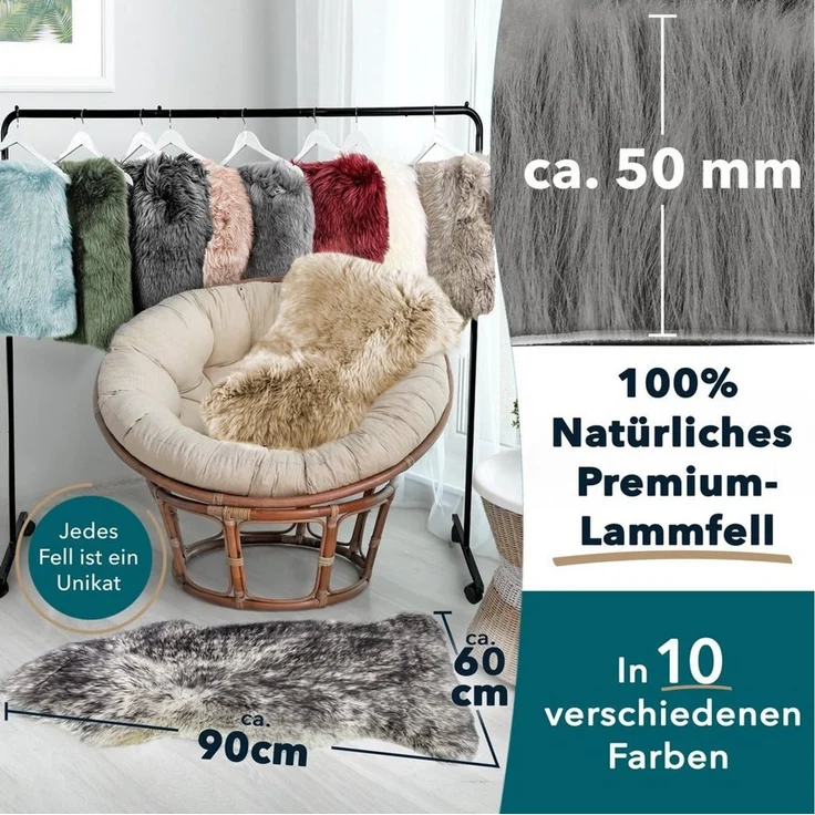 Kubus Fellteppich Echtfell Willow, Echtfell – Bild 2