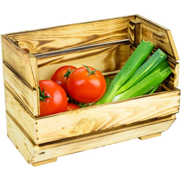 Kistenkolli Altes Land Allzweckkiste Schmales Küchenregal 40x22x29 cm in geflammt Gemüsekiste Obsthorde (Spar-Set, 1er Set) – Bild 1
