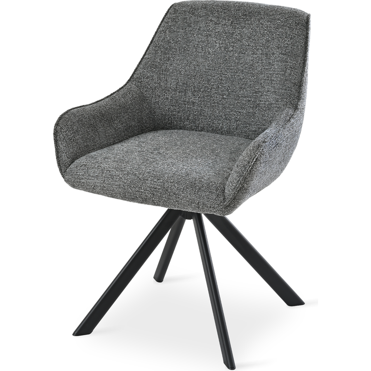 GOEURVANT 1178 Esszimmerstühle 4er-Set mit Armlehnen, 360° Drehbar, Chenille - Schiefergrau – Bild 6