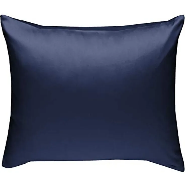 Bettwaesche-mit-Stil Mako-Satin / Baumwollsatin Bettwäsche uni / einfarbig dunkelblau Kissenbezug 50x50 cm