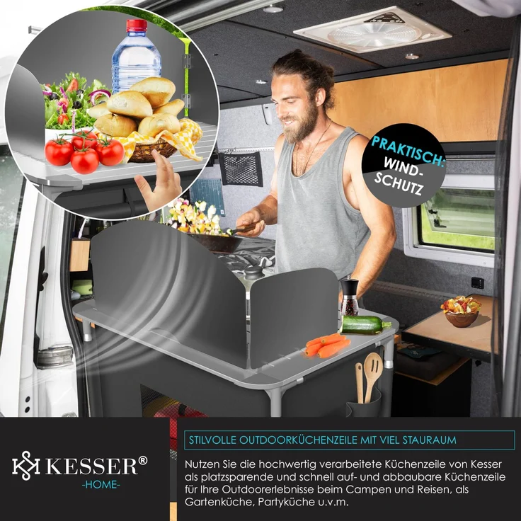 KESSER® Campingschrank, Campingküche mit Aluminiumgestell, inkl. Tragetasche , Kocherschrank für Camping , Campingmöbel , Outdoor Typ F2 (Anthrazit) – Bild 3