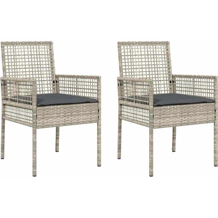 vidaXL Gartenstuhl 2 pcs Hellgrau 55 x 53 x 85 cm Poly-Rattan 42003450