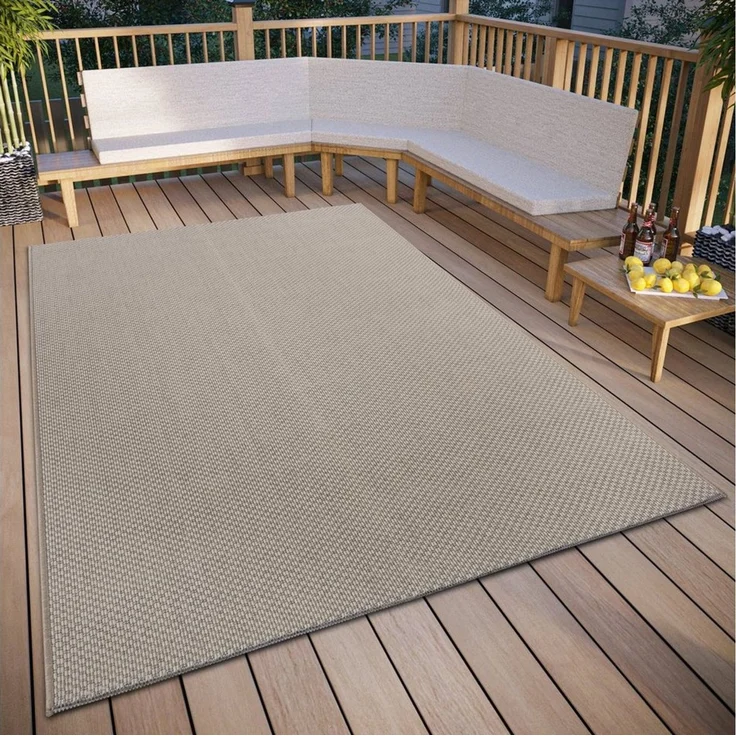 Hanse Home Pure In- & Outdoor Teppich Wetterfest – Modernes Muster, Wasserfest robuster Aussenteppich Flachgewebe für Garten, Balkon, Terrasse, Wohnzimmer –Beige, 190x290 cm – Bild 5