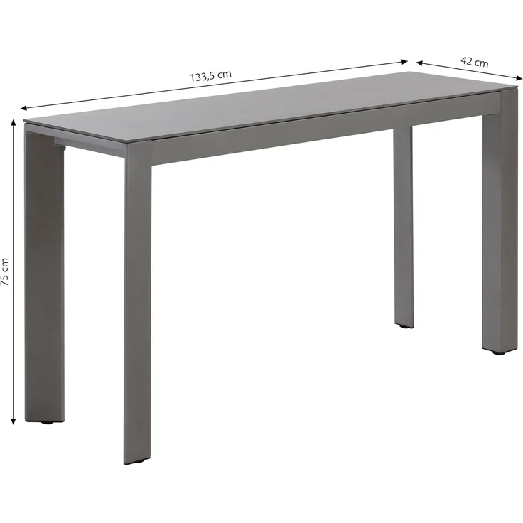 Dehner Gartentisch Chicago, 133.5 x 75 x 42 cm, Aluminium / Stein, schmaler Balkontisch mit bis zu 6 Sitzplätzen – Bild 3