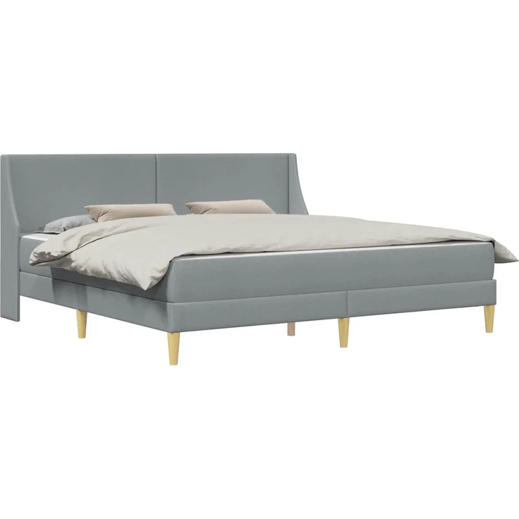 vidaXL Bettgestell mit Matratze Hellgrau 200x200 cm Polyester 3414754 – Bild 2