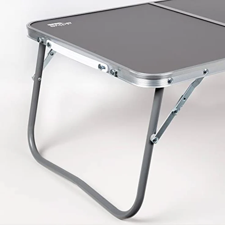 AKTIVE Klappbarer niedriger Tisch, 60 x 40 x 25 cm, Anthrazit, Mit Sicherheitsschloss, Aluminiumstruktur, Tischplatte aus MDF-Holz, Tragkraft 20 kg, Griff und Tragegurt, Camping- und Strandzubehör (63015) – Bild 5