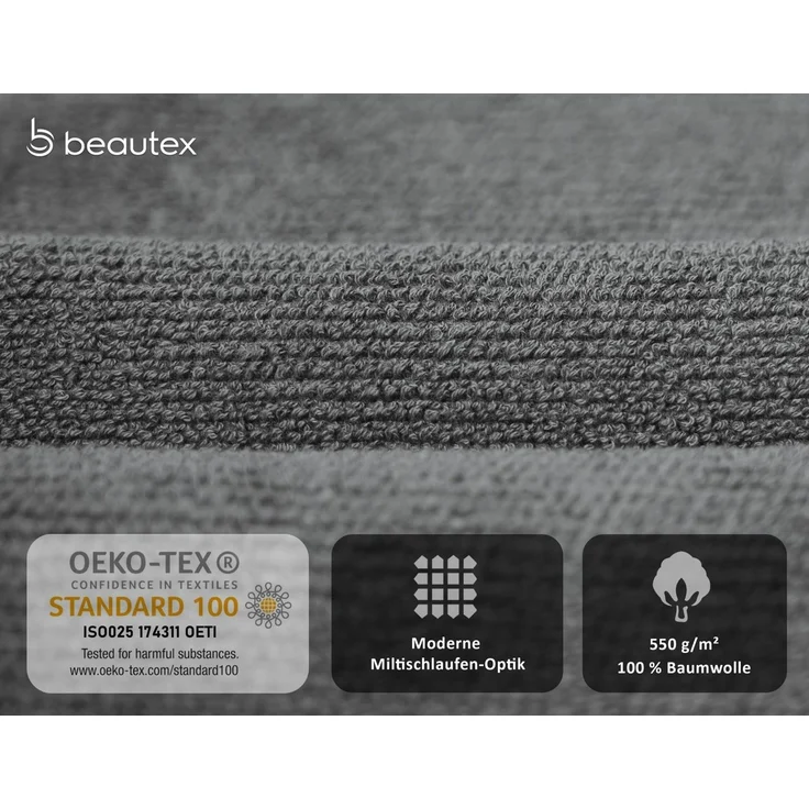 Beautex Handtuch Set Handtuch Set, Made in Europe, Frottier, (Multischlaufen-Optik, Frottier Premium Set aus 100% Baumwolle 550g/m) – Bild 3