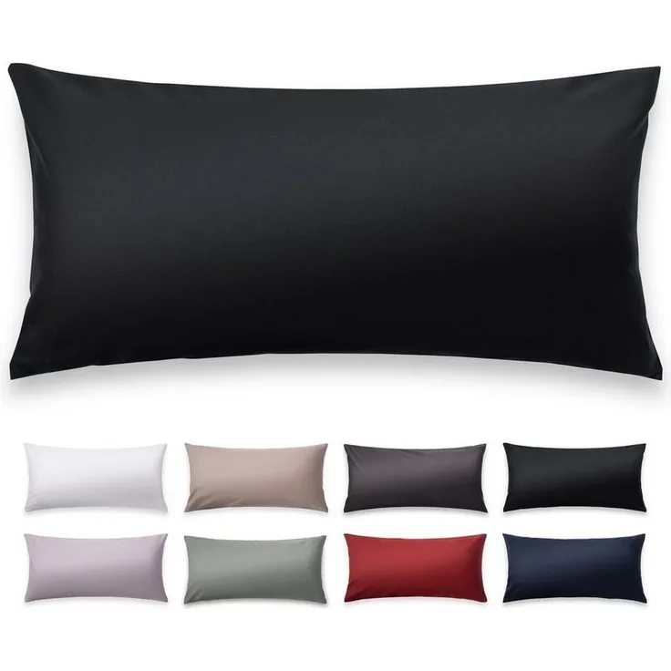 Blumtal Kissenbezüge Premium Mako Satin Kissenbezug, superweich aus 100% Baumwolle, (2 Stück), OEKO-TEX zertifiziert – Glanzoptik & farblich passender Reißverschluss