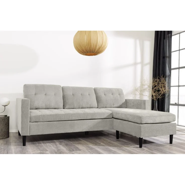 riess-ambiente Ecksofa STOCKHOLM 220 cm greige – 3-Sitzer, Cordbezug, Ottomane beidseitig, Einzelartikel 1 Teile, bequeme Eckcouch mit Federkern – ideal fürs Wohnzimmer & Gästezimmer – Bild 3