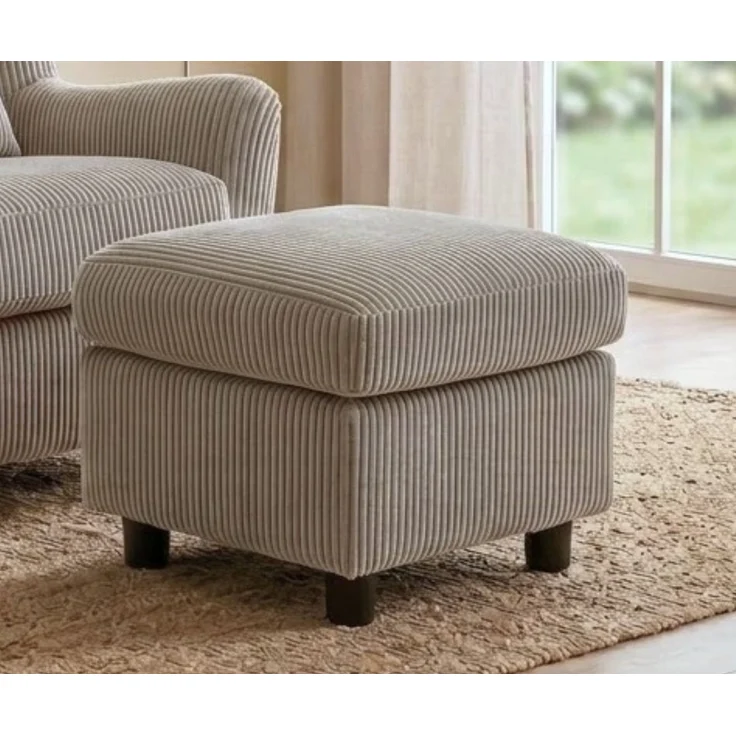 Ohrensessel mit Hocker, Taschenfederkern, Landhausstil Lesesessel, Cord in Taupe – Bild 4