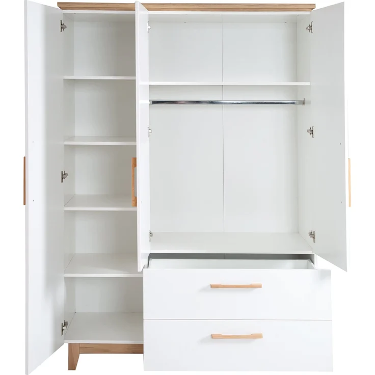 roba Kinderkleiderschrank 3-türig 'Finn' - 2 Schubladen - Soft Close - Weiß/Goldeiche – Bild 5