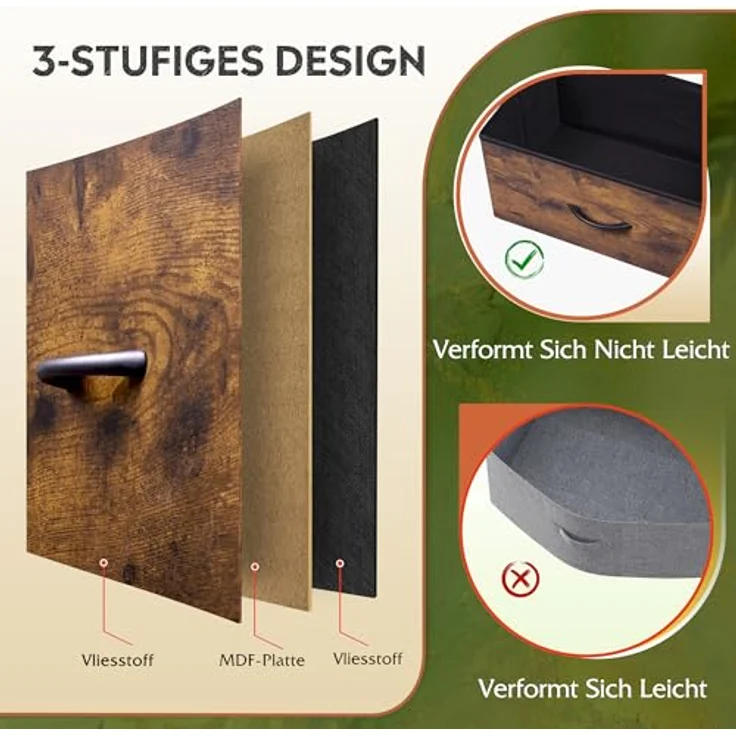 WLIVE Kommode mit 7 Schubladen aus Stoff, Kommodenschrank für Schlafzimmer, Kommode Wohnzimmer, mit Stabiler Stahlrahmen, Vintagebraun-Schwarz – Bild 7