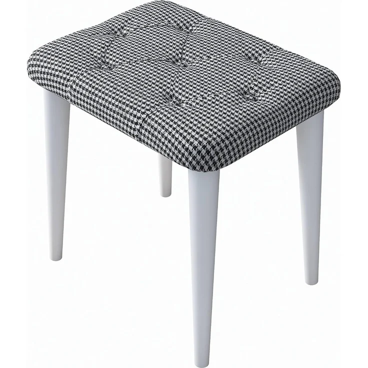 Atelier Del Sofa Stylish Pouffe, Black & White, 45 x 45 x 35 cm | 100% Melamine Coated Particle Board, 18 mm Thickness | Perfect for Modern Living Rooms & Bedrooms – Bild 1