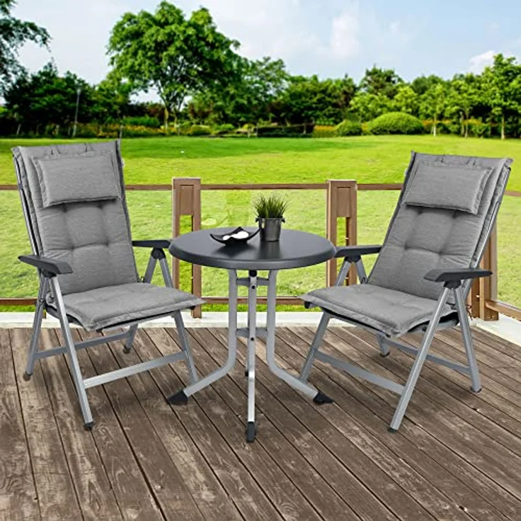 Beautissu 4er Set Hochlehner Auflage HighLux HL 120 x 50 x 7 cm Hellgrau – Bild 7