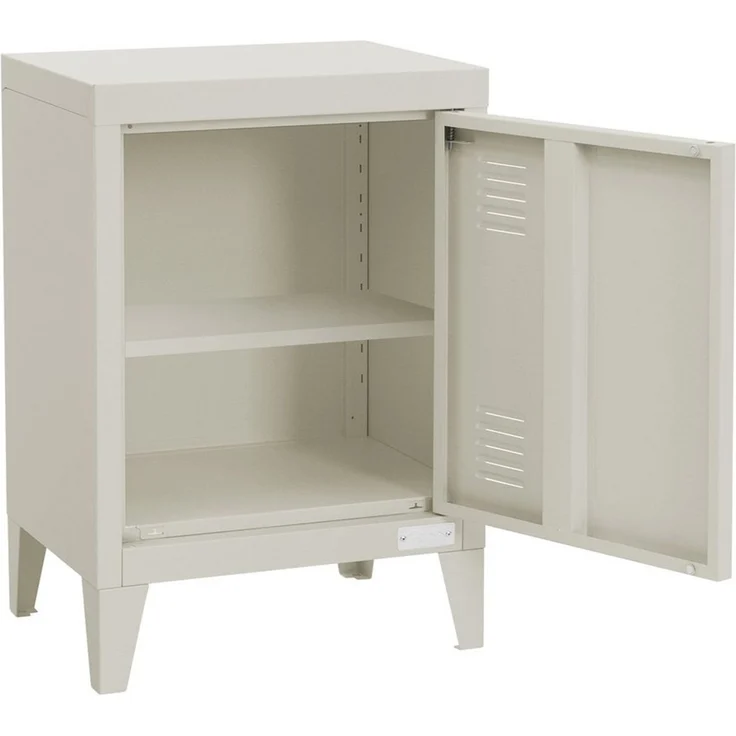 ML-DESIGN Nachttisch Nachtschrank Nachtkommode für Schlafzimmer Nachtkästchen Nachtkonsole, Hellgrau 40 x 30 x 58 cm aus Stahl Türgriff links Industriedesign Metall – Bild 2