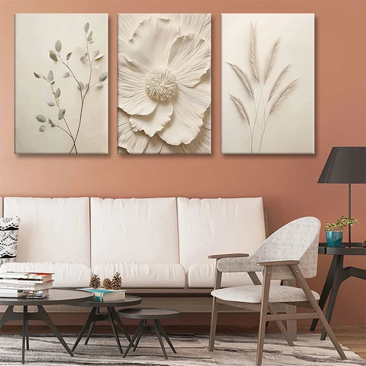 Zyronn Leinwandbild Boho Abstrakte Wandkunst,beige braun neutrale Leinwand Wandbilder, (3 St), Ohne Rahmen, Moderne Wohnzimmer Wanddekoration – Bild 4