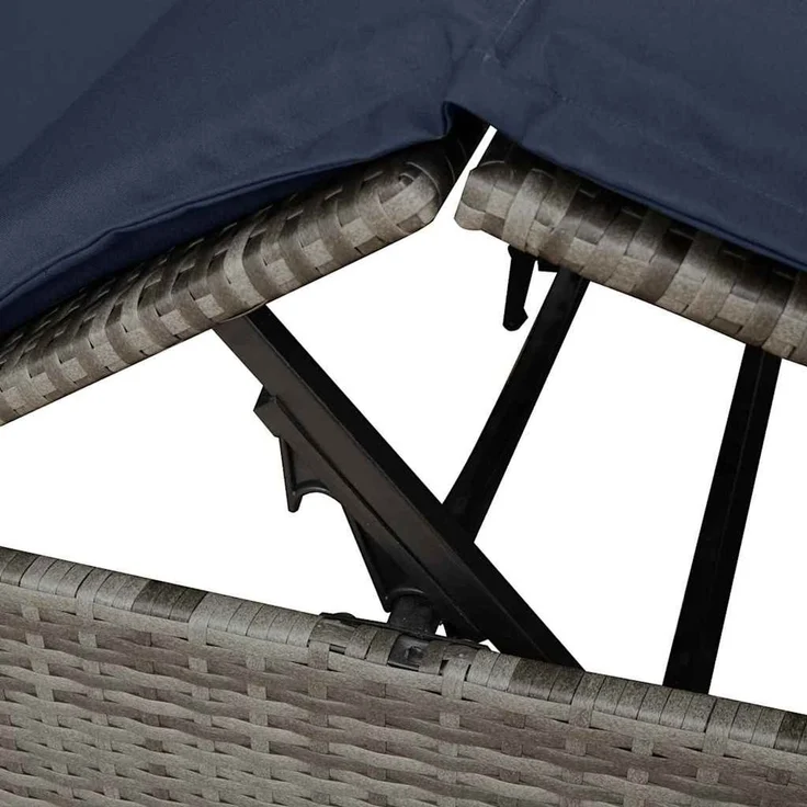 vidaXL Doppelte Sonnenliege Schwarz Poly-Rattan 3376134 – Bild 8