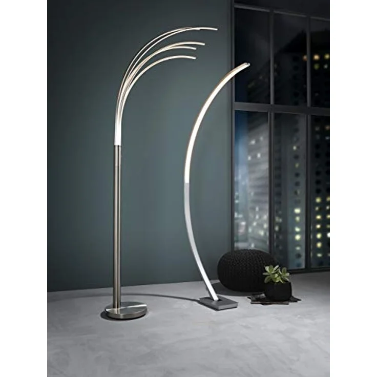 casa NOVA LED Bogenlampe Stehleuchte ECLIPSE, 5-flammig, H 200 cm, Metall, Dimmfunktion, LED fest integriert, Warmweiß, Silbergrau, Kunststoff, Touchsensor – Bild 4