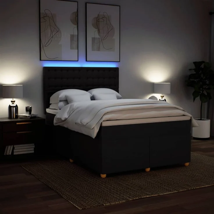 vidaXL Boxspringbett mit Matratze Schwarz 160x200 cm Stoff 3293647 – Bild 5