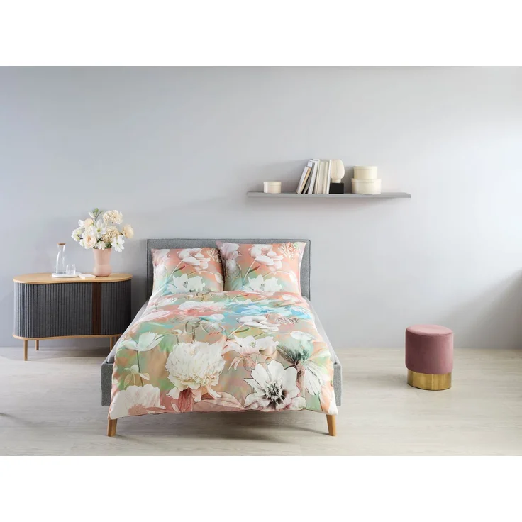 Fleuresse Mako-Satin Bettwäsche 155x220 Blüten Schmetterling terra beige 115053-9 – Bild 1