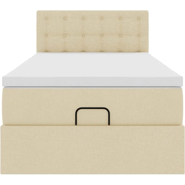 vidaXL Ottoman-Bett mit Matratze Creme 100x200 cm Stoff 3311606 – Bild 5