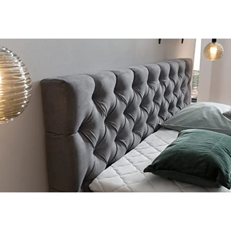 Belanoti Boxspringbett Lara (Boxspringbett 160x200 mit vier Schubladen Stauraum, 7-Zonen Taschenfederkern Matratze inklusive Visco Topper), Bett 160x200 mit Bettkasten in der Farbe Hellgrau H2/H3 Polsterbett – Bild 7
