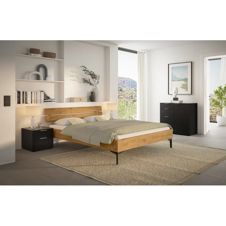 Hasena Bett Varela Wildeiche mit schwarzen Metallfüßen 180x200 cm, Komforthöhe 25 cm – Bild 2