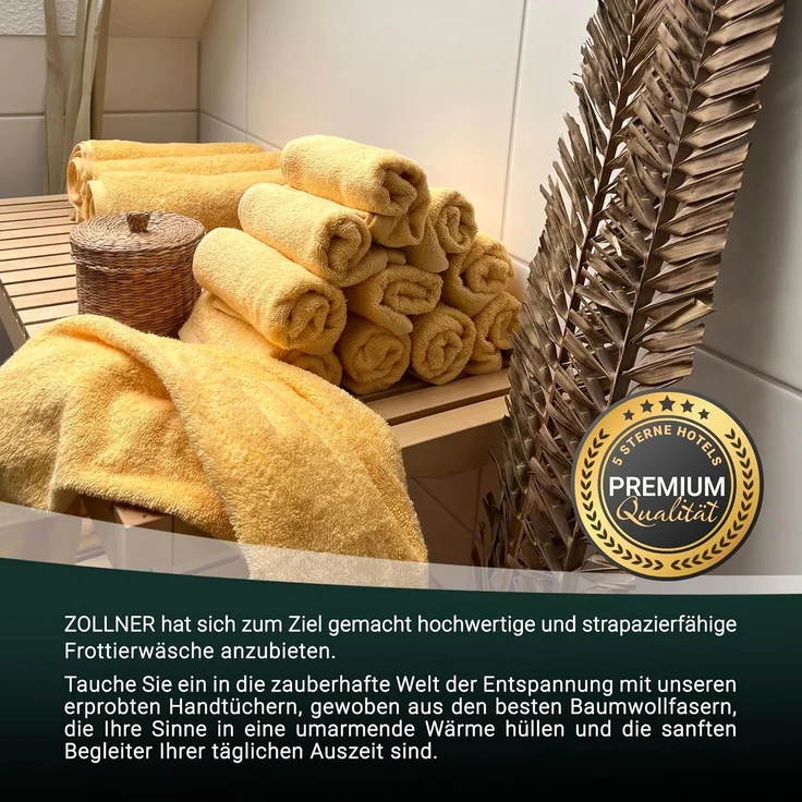 ZOLLNER 10er Set Gästetücher, Baumwolle, 30x50 cm, 420g/qm, gelb – Bild 5