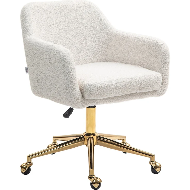 MELAYR, Homeoffice-Stuhl, höhenverstellbarer Bürostuhl mit Rollen, Samtartiger Bezug, 60 x 61 x 88 cm, Cremeweiß – Bild 2