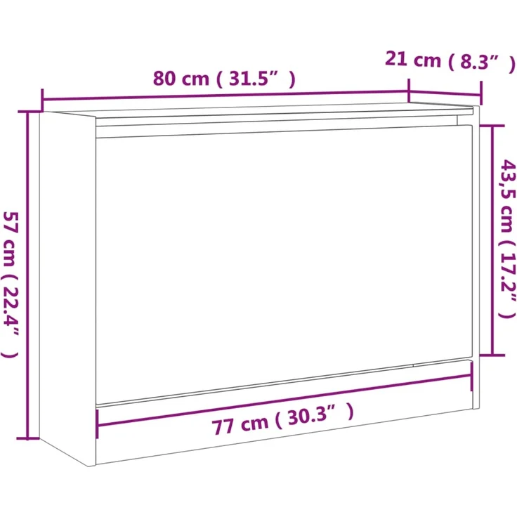 vidaXL Schuhschrank Braun Eichen-Optik 80x21x57 cm Holzwerkstoff 839916 – Bild 8