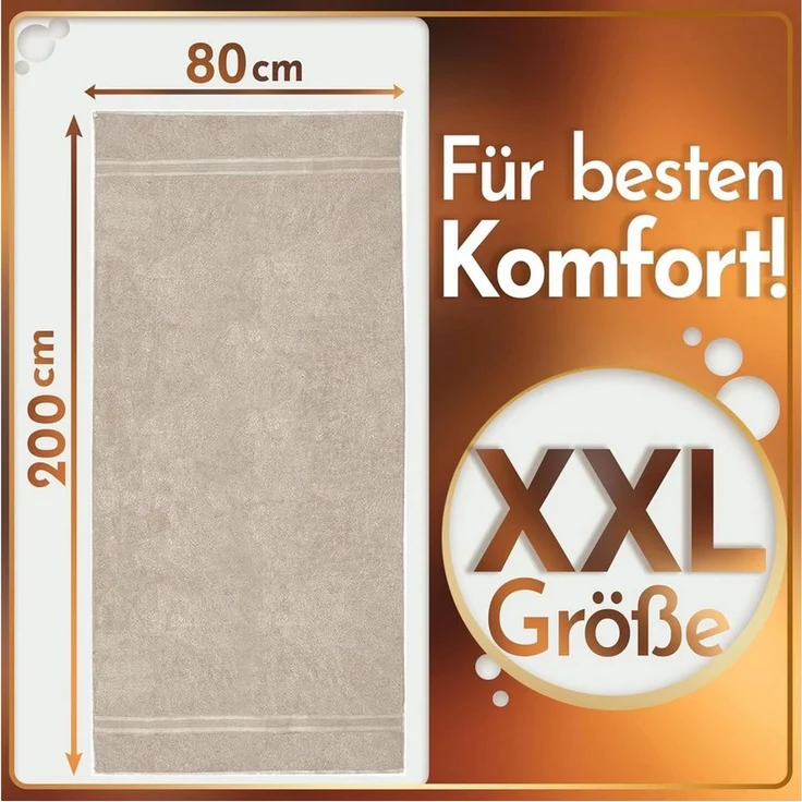 NatureMark Saunatuch Frottier Saunatücher 80x200cm, 100% Baumwolle (1-St), Premium Qualität SAUNATUCH Sauna-Handtuch, 80x200cm, Sand – Bild 3