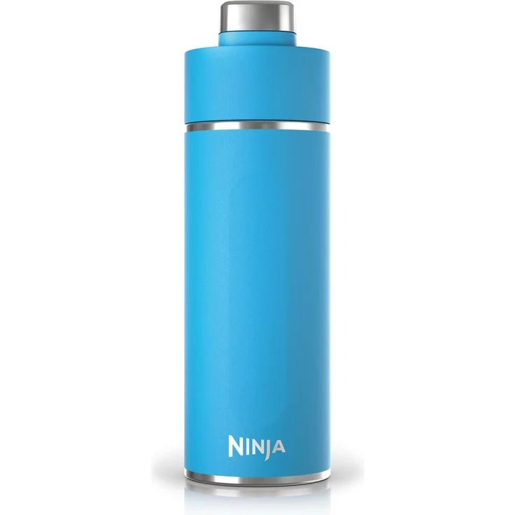 Ninja Thirsti Wasserflasche, Thermobecher to go, 530 ml, auslaufsicherer Deckel, für kohlensäurehaltige, heiße & kalte Getränke, dreifach isolierte Reiseflasche, Edelstahl, Tropenblau, DW1801EUUKSB