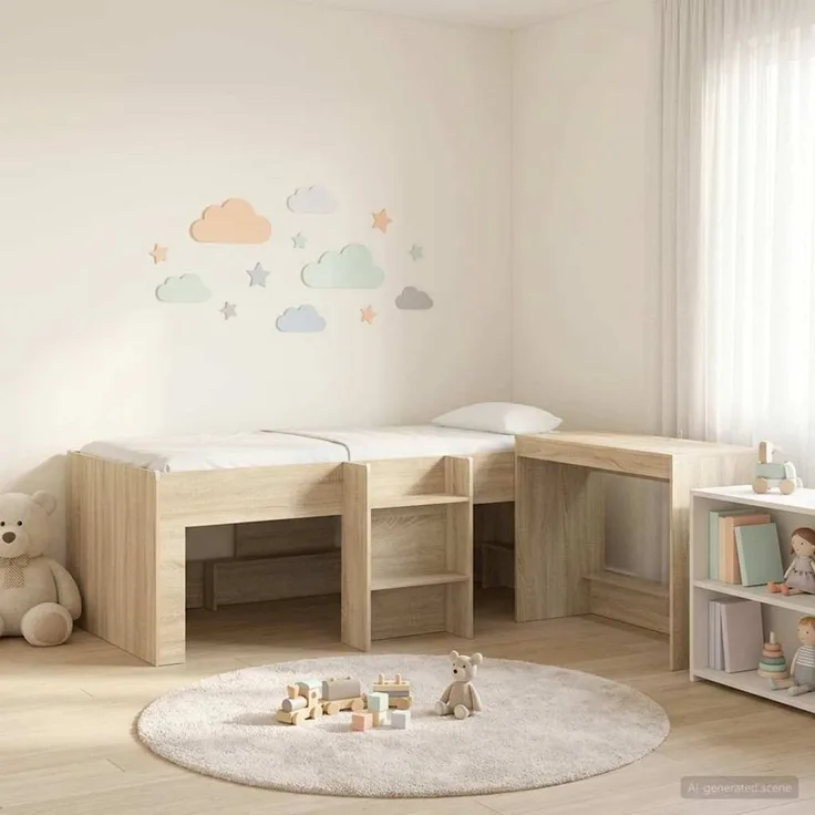 vidaXL Hochbett mit Schreibtisch für Kinder 2 Stk. Sonoma-Eiche 3423472