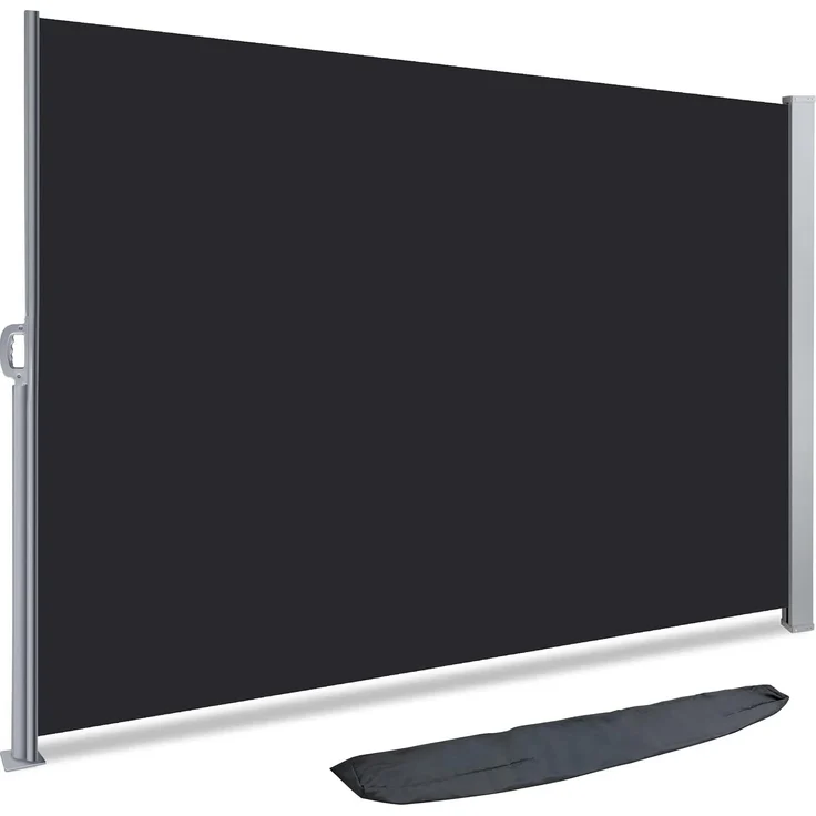 VOUNOT Seitenmarkise Ausziehbar für Balkon, Garten und Terrasse, Sichtschutz, Windschutz, Wasserdicht, Sonnenschutz, 180x300 cm, Schwarz-Anthrazit – Bild 1