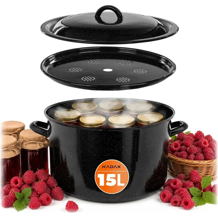 KADAX Emaillierter Topf Powidlak 15L zur Pasteurisierung von Bigos mit Deckel, Höhe 33cm – Bild 1