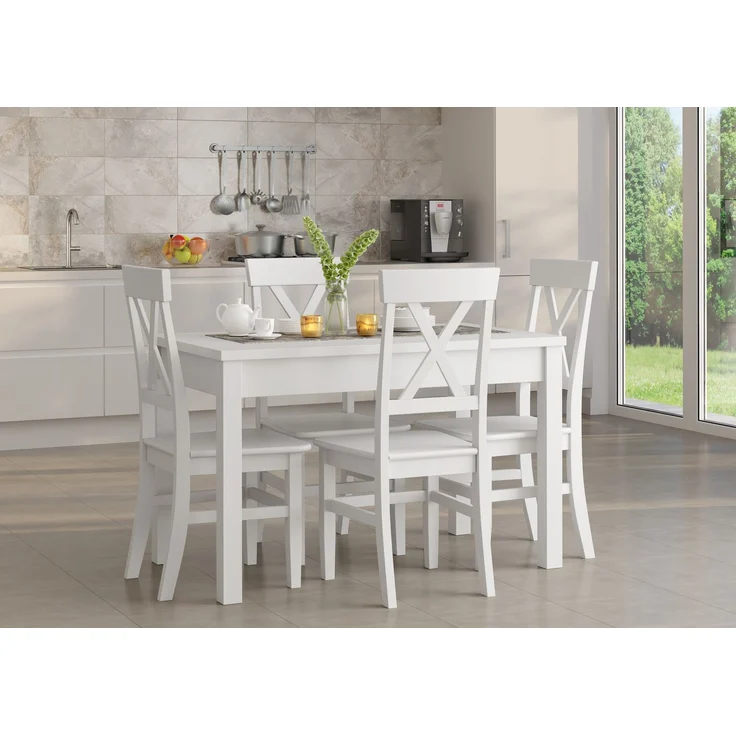 Küchenstuhl Massivholzstuhl Esszimmerstuhl Kiefer Stuhl 90.71-23Kiefer weiß – Bild 2