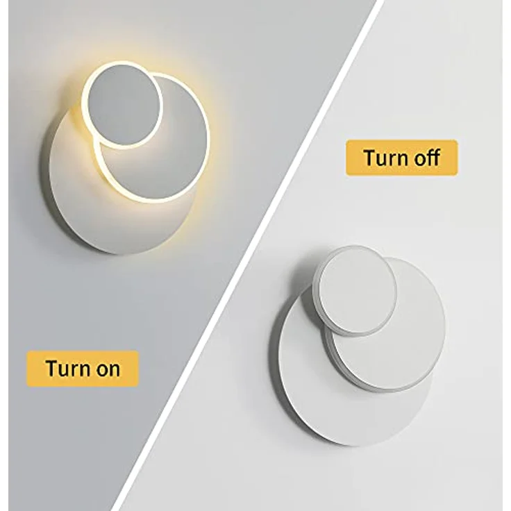 Goeco LED Wandleuchte LED runde Wandleuchte, schlichte Innenleuchte, 17W, Warmweiß, 350 Grad Drehwinkel, keine separate Glühbirne erforderlich – Bild 9