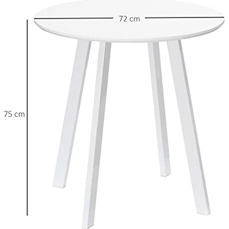 HOMCOM Esstisch Runder Küchentisch für 2 Personen (Rundtisch, 1-St, Esszimmertisch), Weiß Ø72 x 75cm – Bild 4